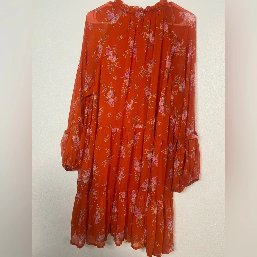 Vince Camuto Vibrant Orange Floral Dress Size XXL